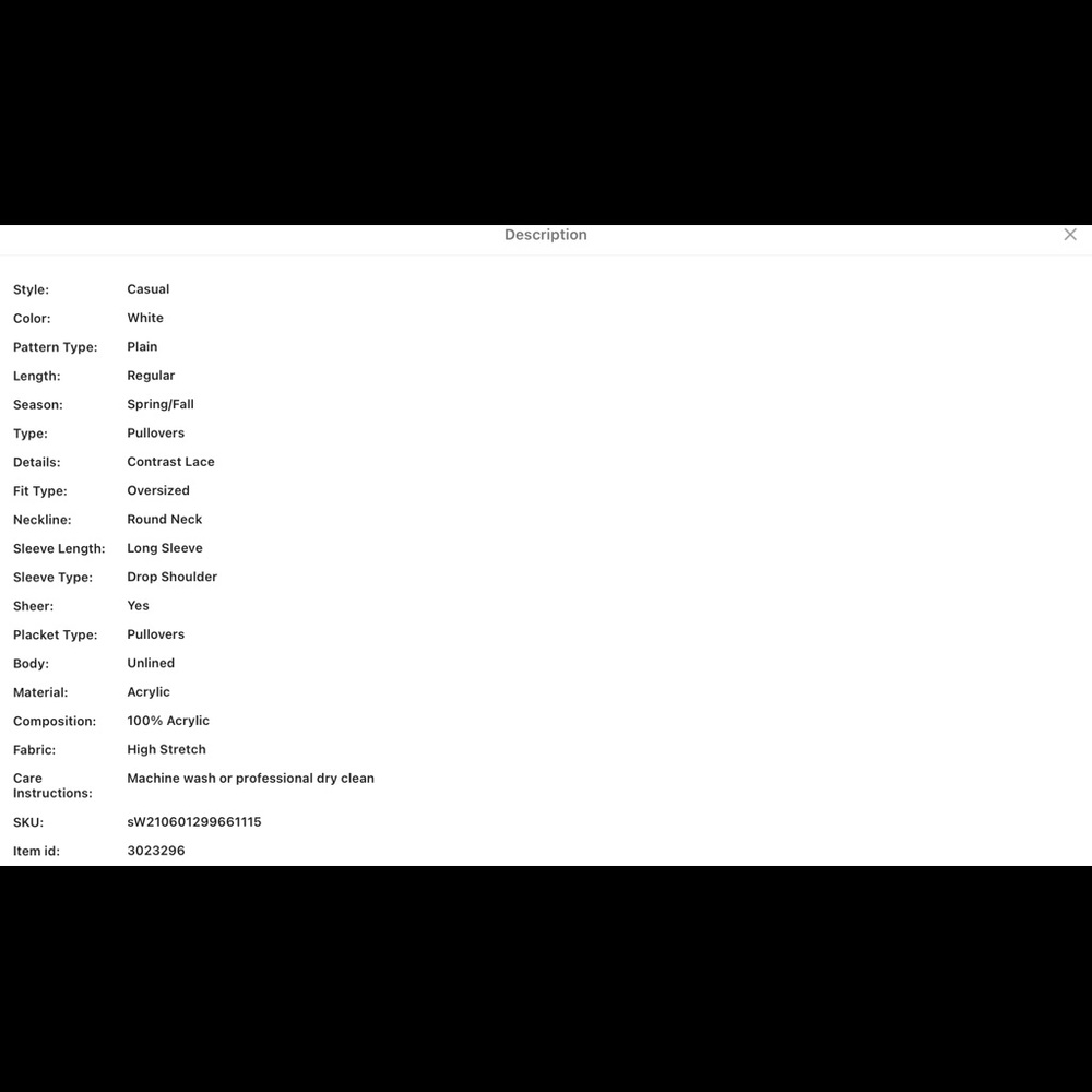 WHITE POINTELLE KNIT DROP SHOULDER SWEATER - Picture 8 of 9